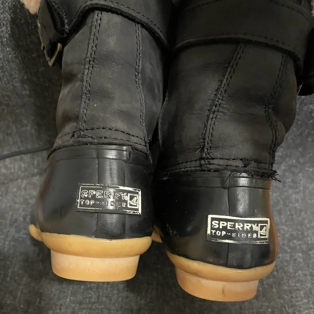 Sperry x J.Crew Wool and Leather saltwater Duck Boots Black